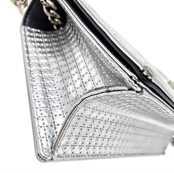 Authentic Designer Dior Diorama Metallic Microcannage Bag Medium Silver - Picture 8 of 10